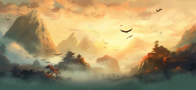 传统新中式风格建筑背景,插画/手绘图,插画/手绘图库,插画/手绘图下载,插画/手绘